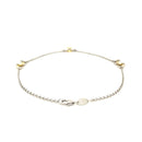 14k Yellow Gold and Sterling Silver Triple Ring Stationed Anklet - Forever in Harmony