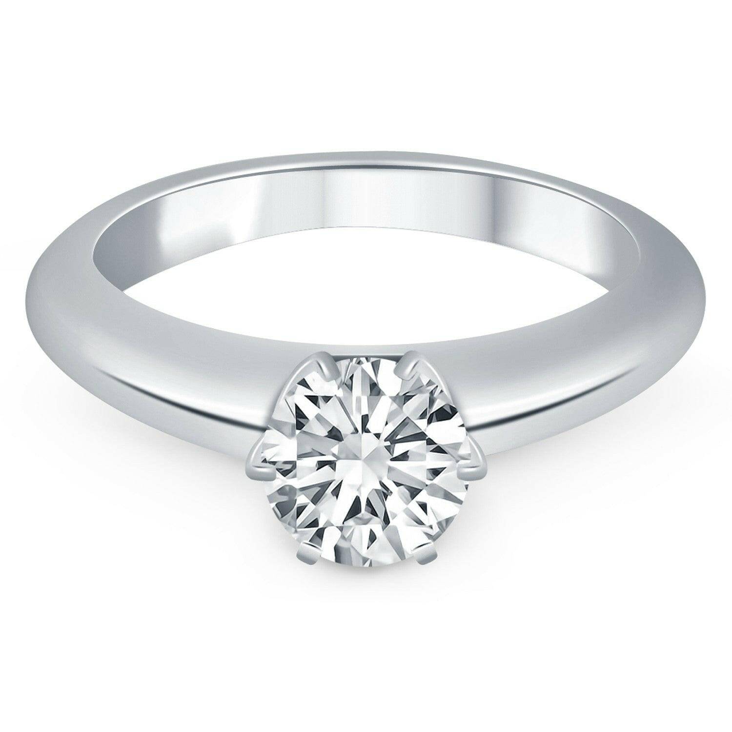 14k White Gold Solitaire Cathedral Engagement Ring