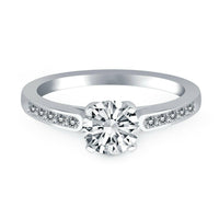 14k White Gold Diamond Channel Cathedral Engagement Ring - Forever in Harmony