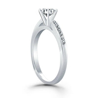 14k White Gold Diamond Channel Cathedral Engagement Ring - Forever in Harmony