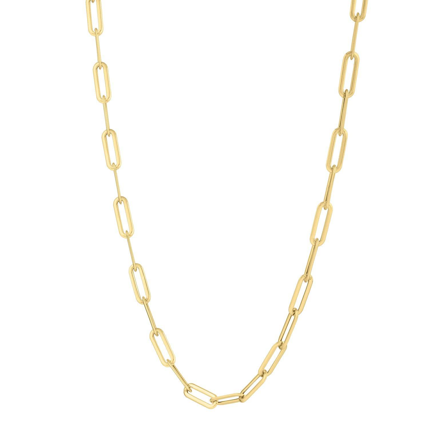 14k Yellow Gold Long Domed Paperclip Chain Necklace (4.80 mm) - Forever in Harmony