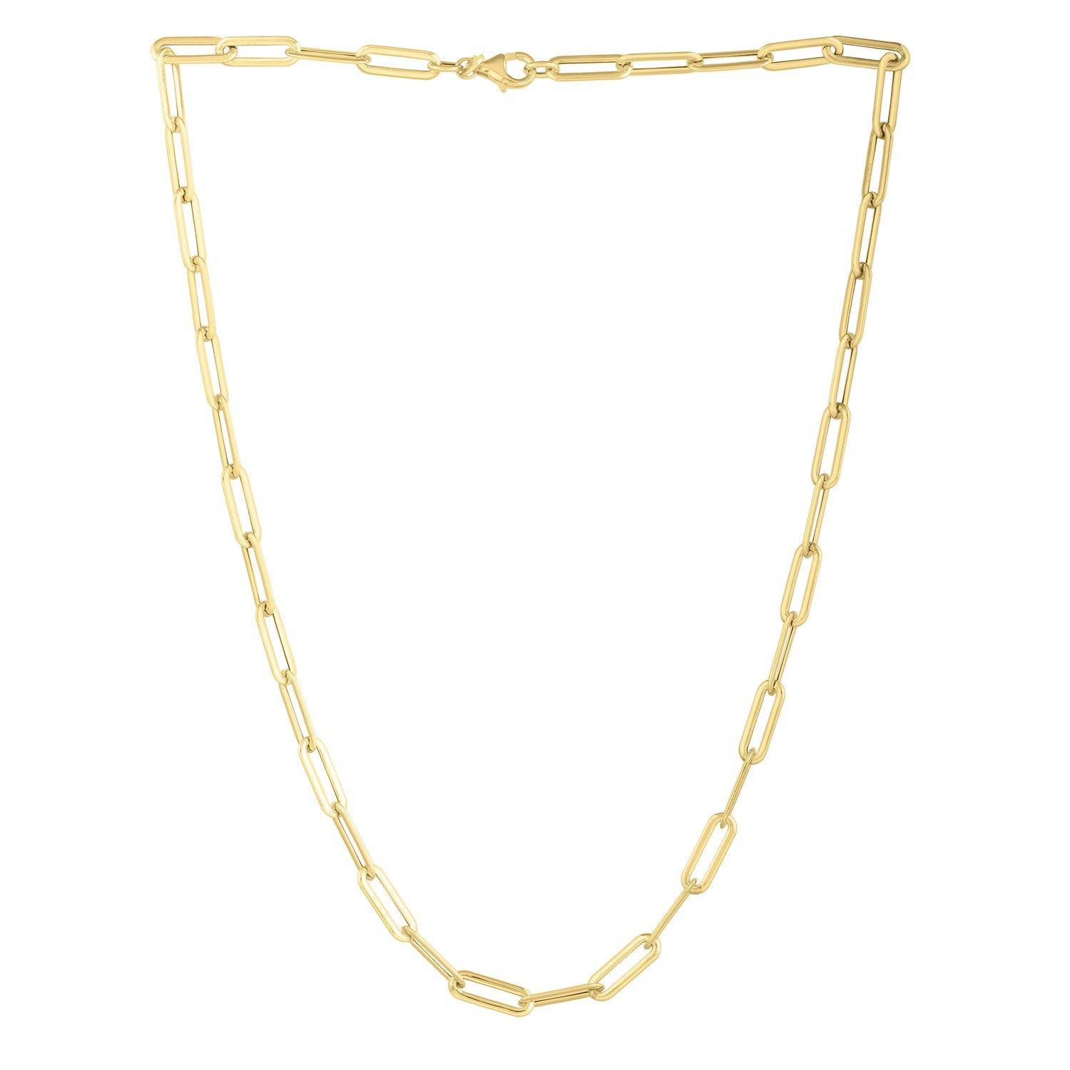 14k Yellow Gold Long Domed Paperclip Chain Necklace (4.80 mm) - Forever in Harmony