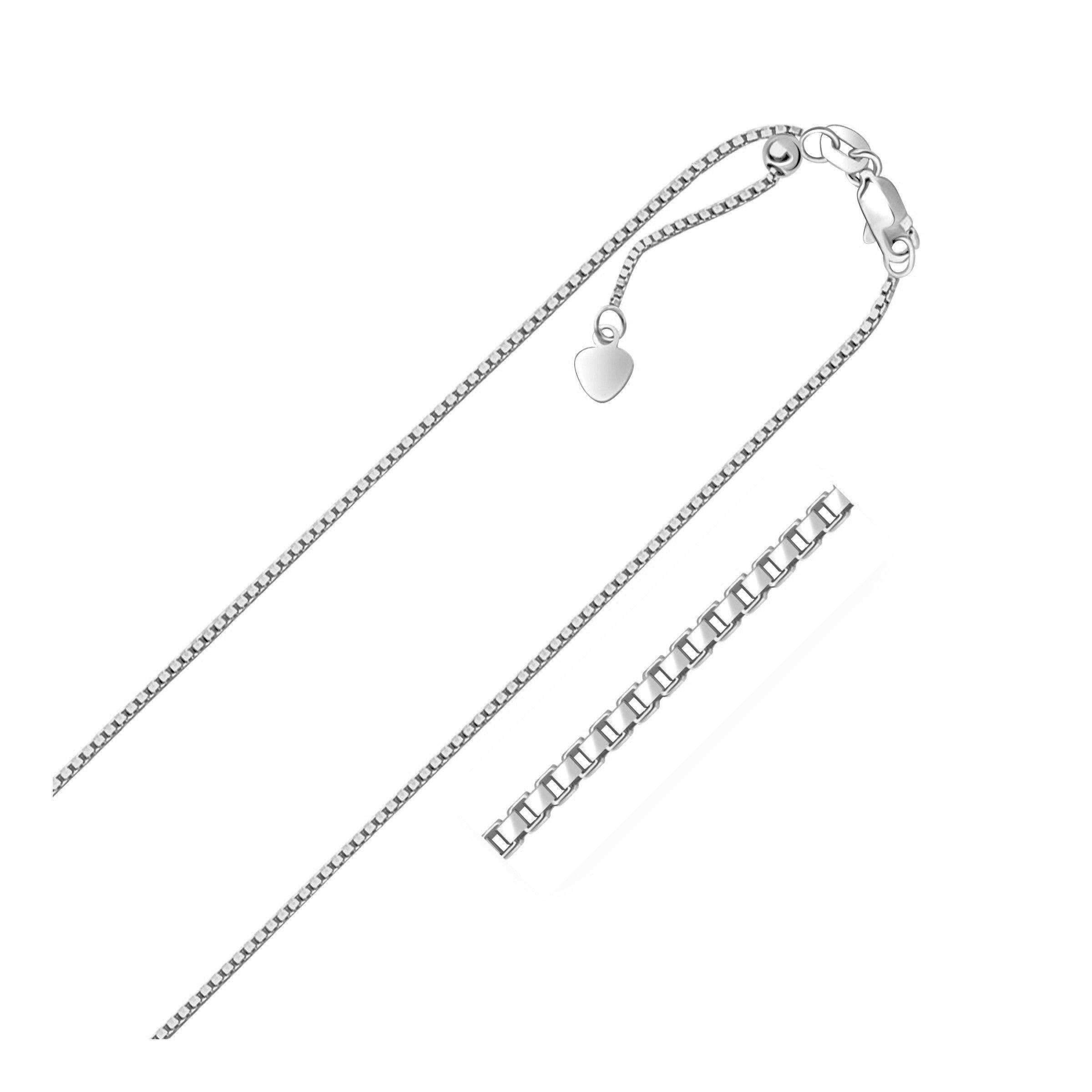 14k White Gold Adjustable Box Chain (1.10 mm) |