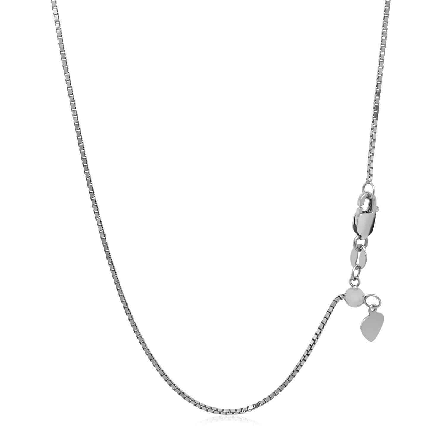 14k White Gold Adjustable Box Chain (1.10 mm) | - Forever in Harmony