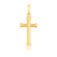 14k Yellow Gold Cross Pendant with Rounded Ends - Forever in Harmony