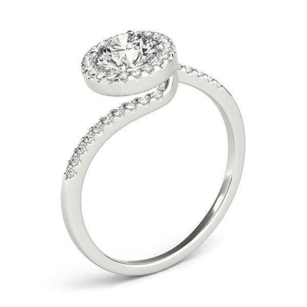 14k White Gold Halo Design Bypass Round Diamond Engagement Ring (5/8 cttw) - Forever in Harmony