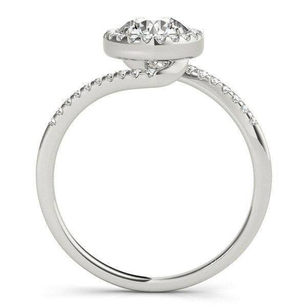 14k White Gold Halo Design Bypass Round Diamond Engagement Ring (5/8 cttw) - Forever in Harmony