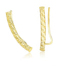 14k Yellow Gold Curved Tube Earrings with Diamond Cuts - Forever in Harmony