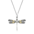 18k Yellow Gold and Sterling Silver Pendant in a Dragonfly Design - Forever in Harmony