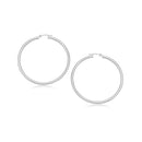 14k White Gold Polished Hoop Earrings (3x25mm) - Forever in Harmony