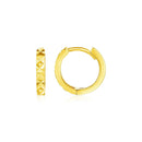 14k Yellow Gold Petite Round Hoop Earrings with Geometric Texture - Forever in Harmony