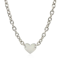 Sterling Silver Rhodium Plated Chain Bracelet with a Flat Heart Motif Station - Forever in Harmony