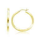 14k Yellow Gold Diamond Cut Hoop Earrings(2x35mm) - Forever in Harmony