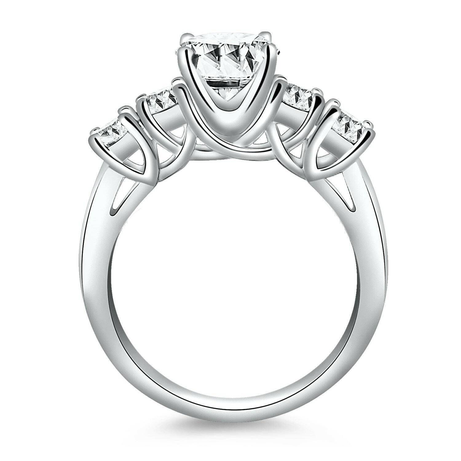 14k White Gold Five Stone Diamond Trellis Engagement Ring - Forever in Harmony