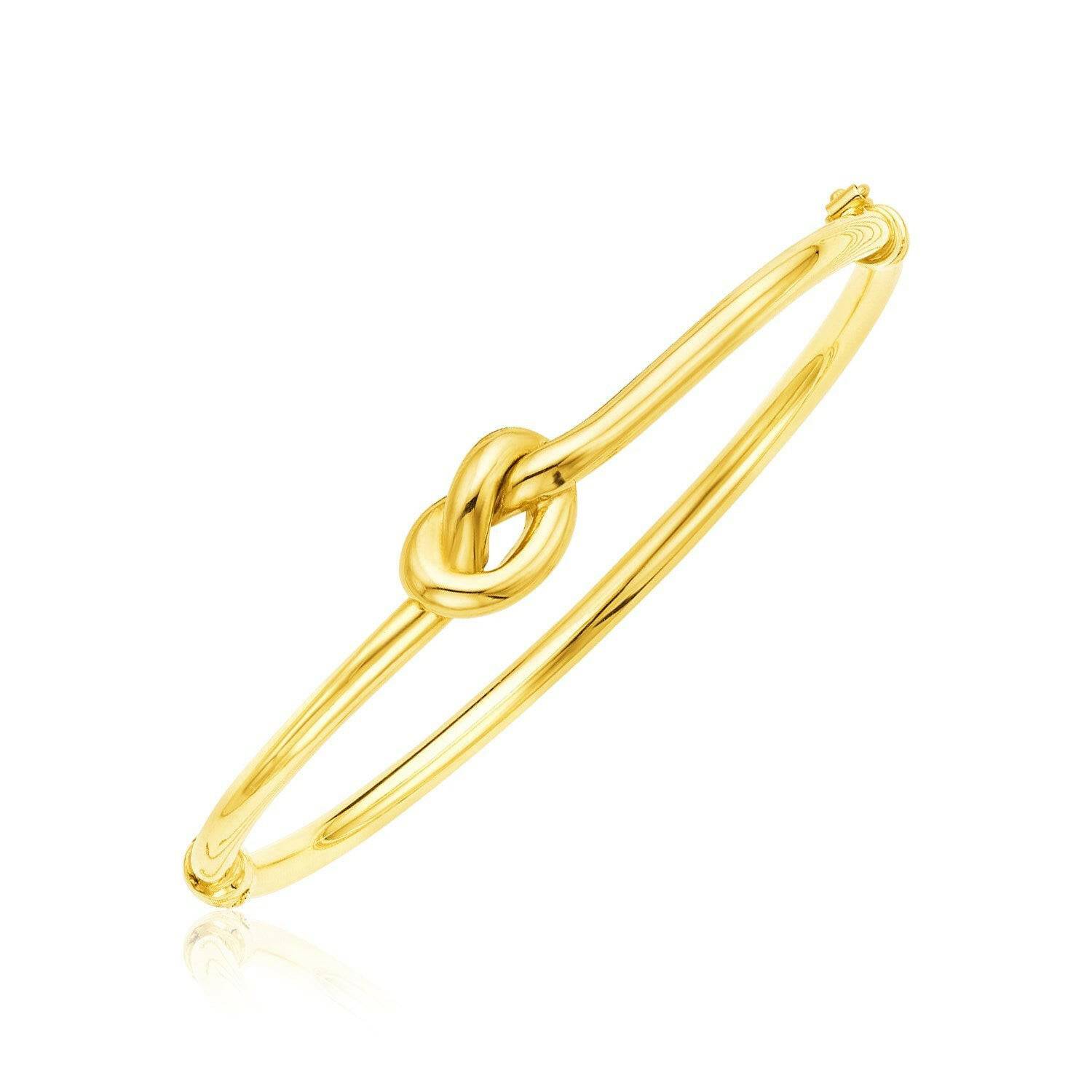 14k Yellow Gold Bangle Bracelet with Polished Knot (9.50 mm) |