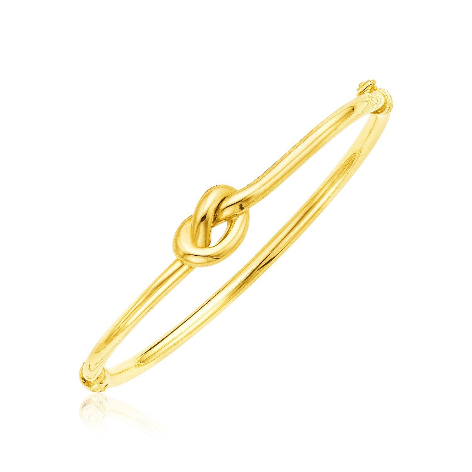 14k Yellow Gold Bangle Bracelet with Polished Knot (9.50 mm) | 7'' - Forever in Harmony