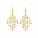 Textured Chandelier Earrings with Ball Drops in 14k Tri Color Gold - Forever in Harmony