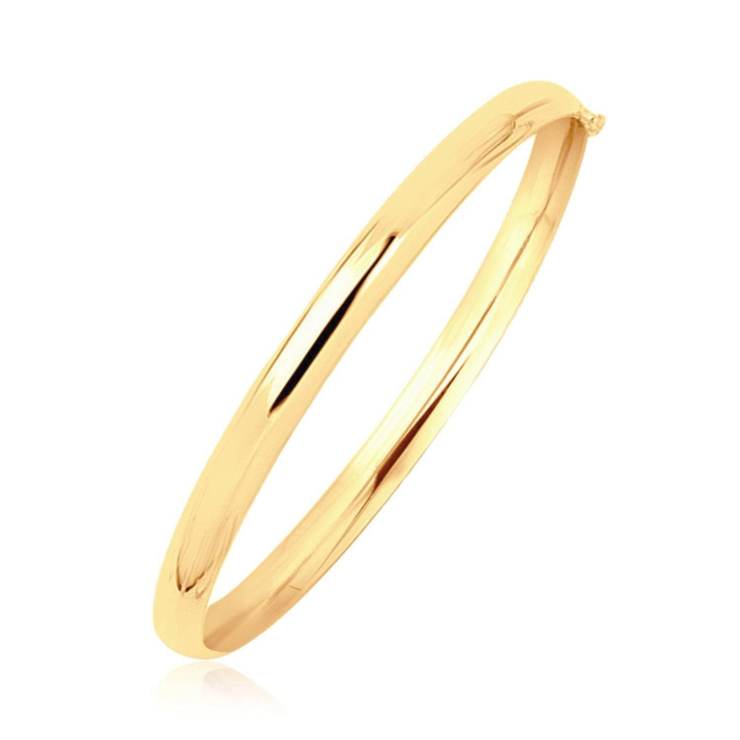 14k Yellow Gold Dome Design Polished Childrens Bangle (5.50 mm) |