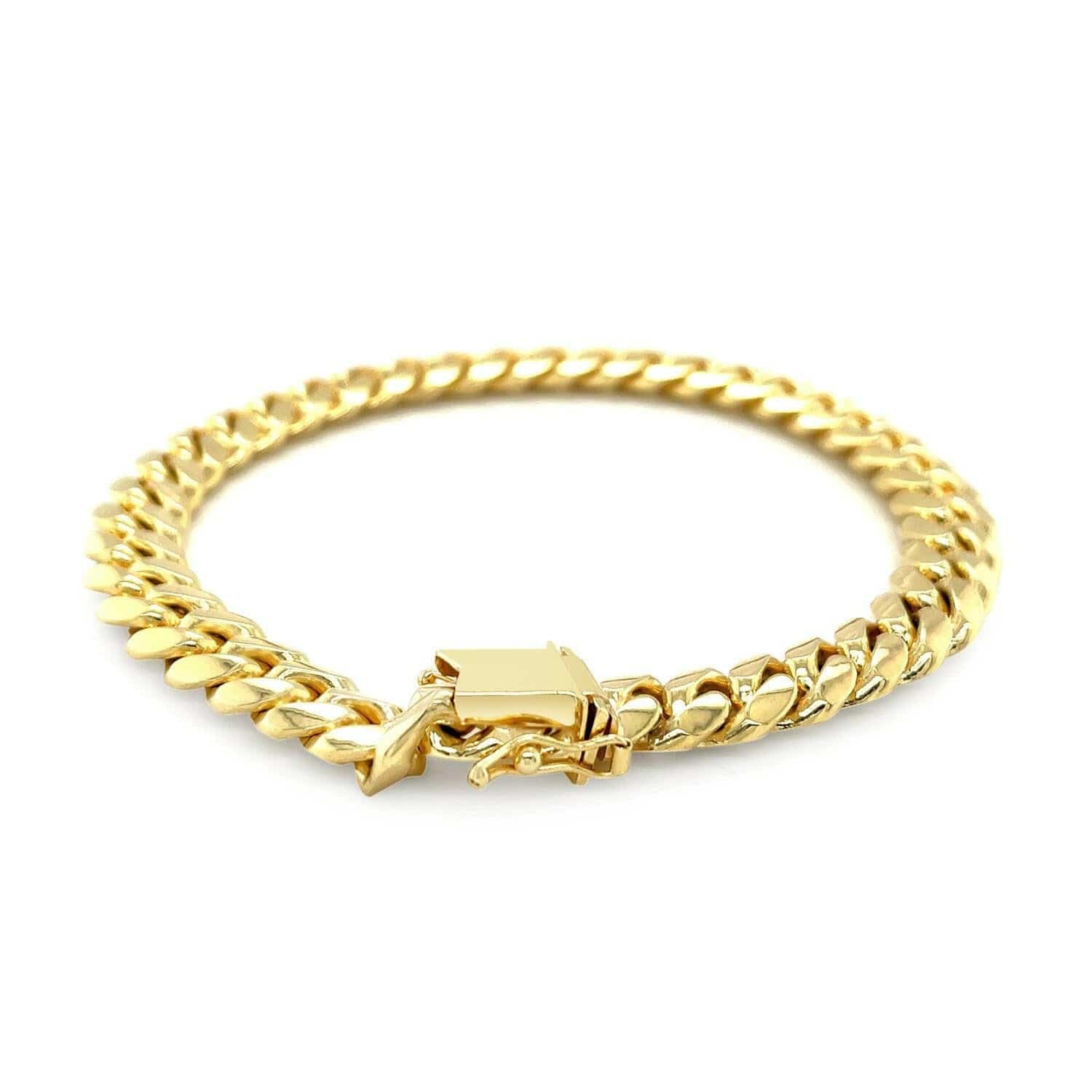 10k Yellow Gold Classic Miami Cuban Solid Bracelet (8.20 mm) |