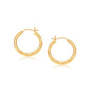 14k Yellow Gold Hoop Earring with Diamond-Cut Finish(3x25mm) - Forever in Harmony