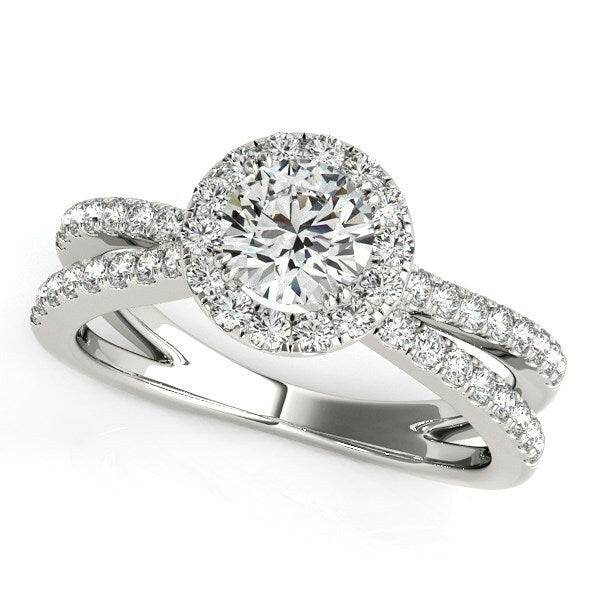 14k White Gold Diamond Engagement Ring with Split Shank Design (1 1/2 cttw)