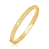 14k Yellow Gold Diamond Cut Design Dome Motif Childrens Bangle (5.50 mm) | - Forever in Harmony