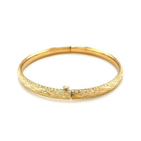 14k Yellow Gold Diamond Cut Design Dome Motif Childrens Bangle (5.50 mm) | - Forever in Harmony