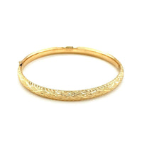 14k Yellow Gold Diamond Cut Design Dome Motif Childrens Bangle (5.50 mm) | - Forever in Harmony