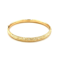 14k Yellow Gold Diamond Cut Design Dome Motif Childrens Bangle (5.50 mm) | 5.5'' - Forever in Harmony