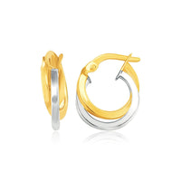 14k Two Tone Gold Earrings in Double Round Hoop Style - Forever in Harmony