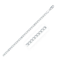 Rhodium Plated 3.7mm Sterling Silver Curb Style Chain (3.70 mm) - Forever in Harmony