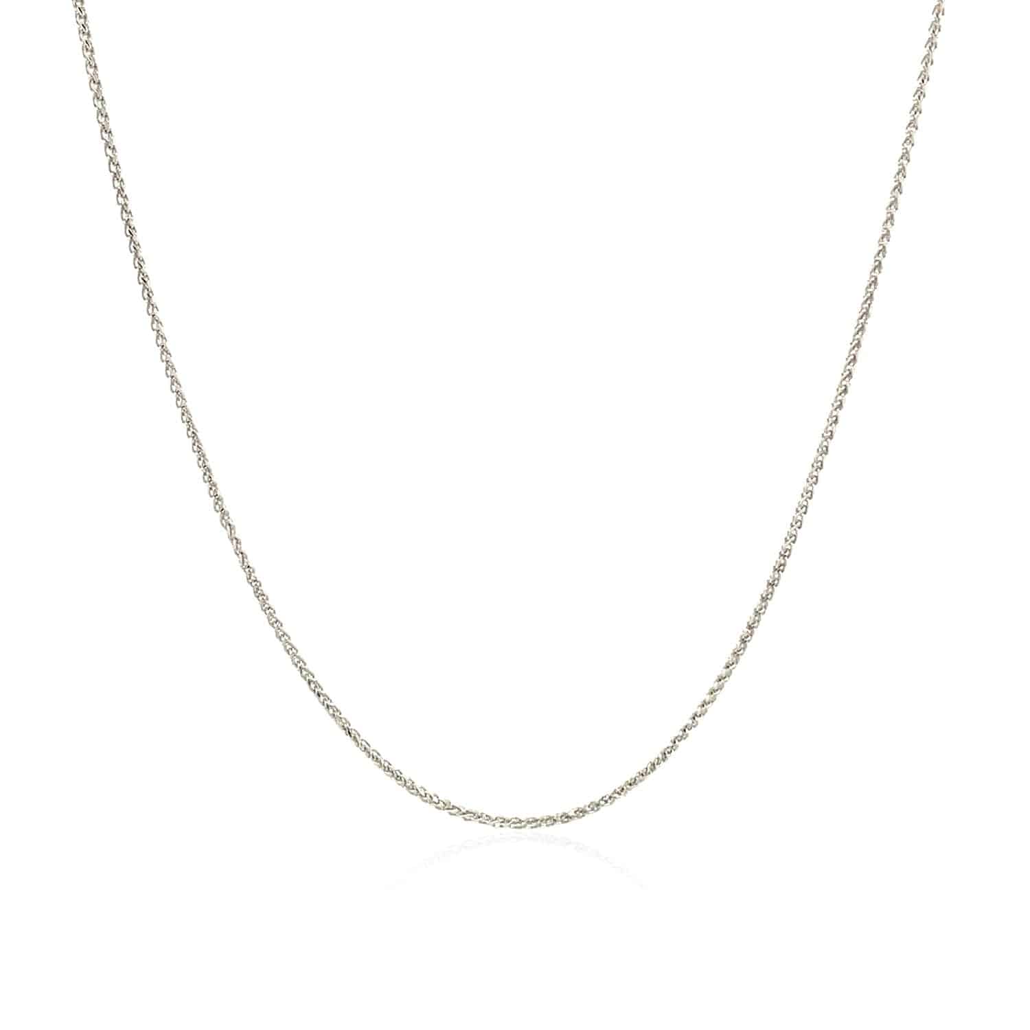 14k White Gold Diamond Cut Round Wheat Chain (0.60 mm) - Forever in Harmony