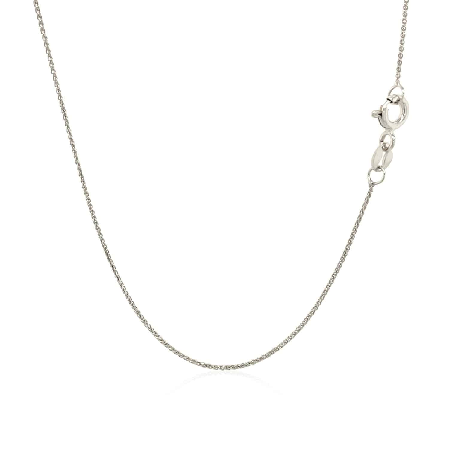 14k White Gold Diamond Cut Round Wheat Chain (0.60 mm) - Forever in Harmony