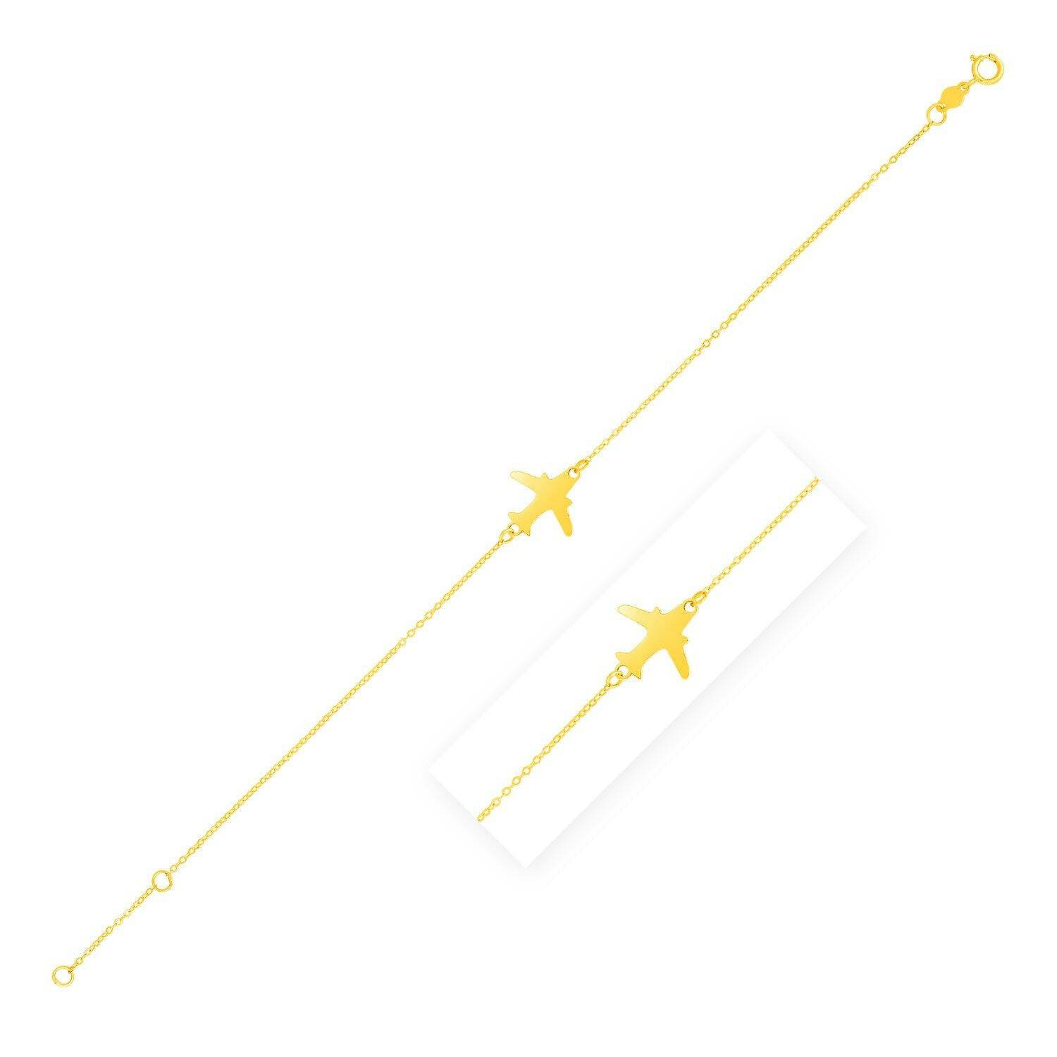 14K Yellow Gold Airplane Bracelet (1.00 mm) |