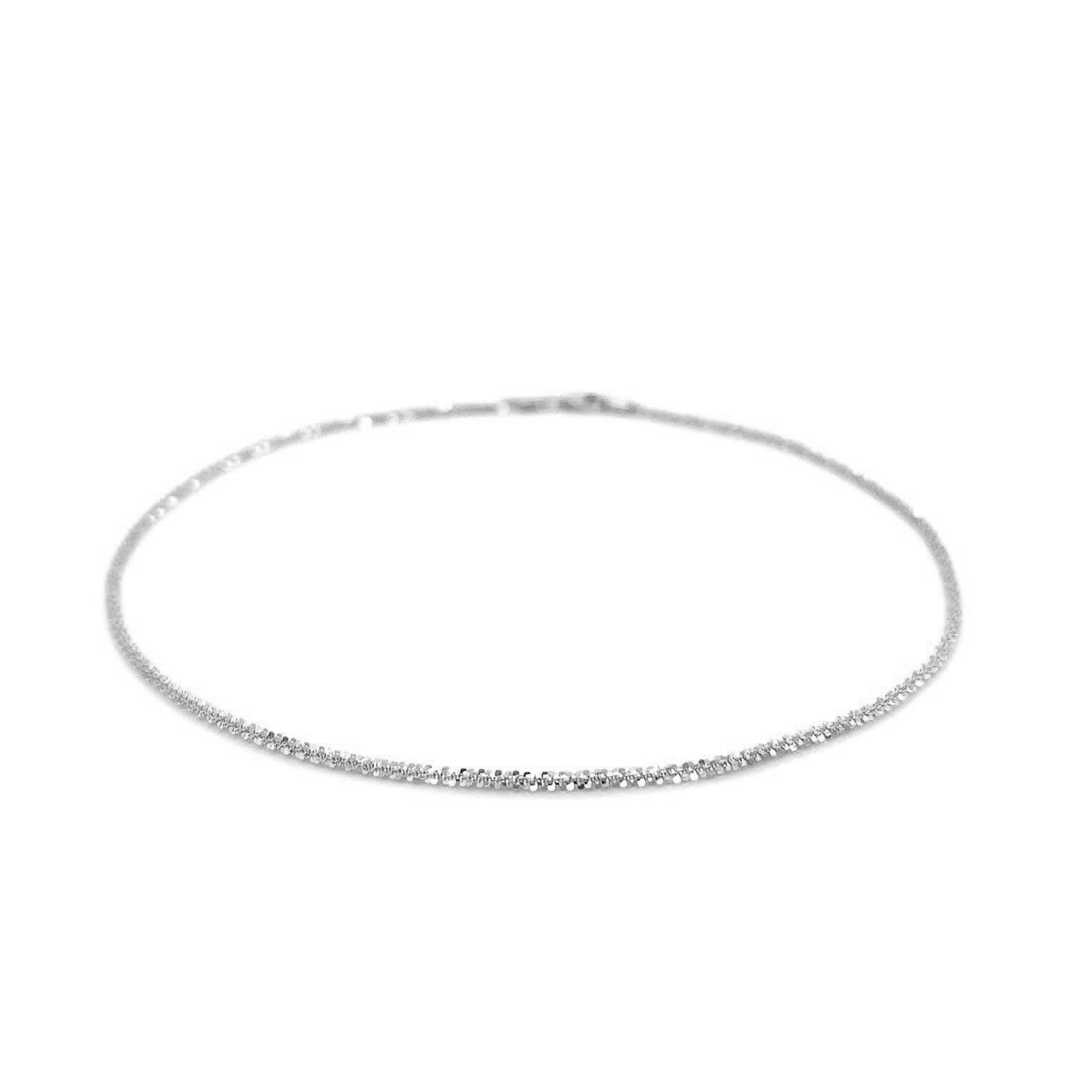 14k White Gold Sparkle Anklet 1.5mm | - Forever in Harmony