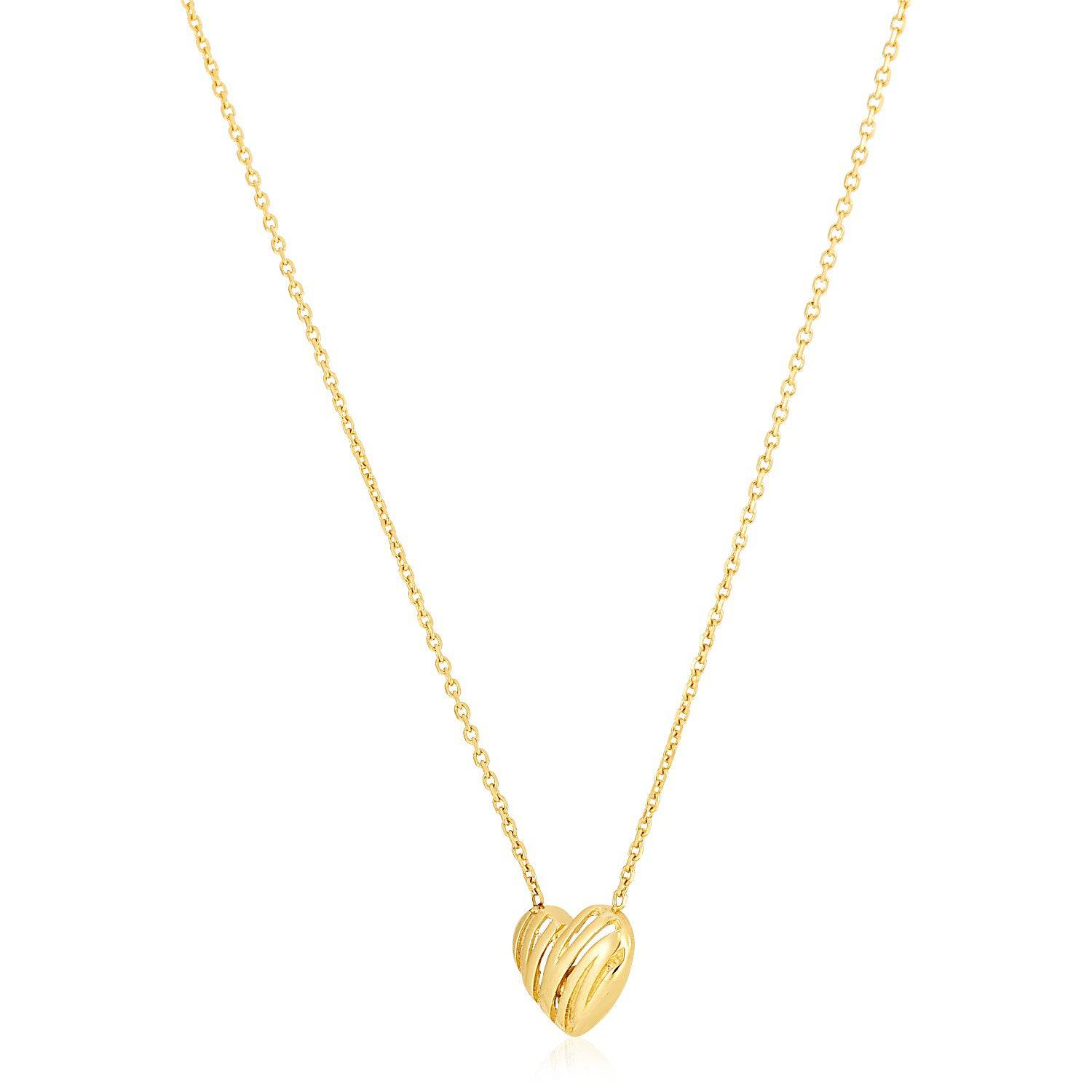 14k Yellow Gold High Polish Scribbles Heart Necklace - Forever in Harmony