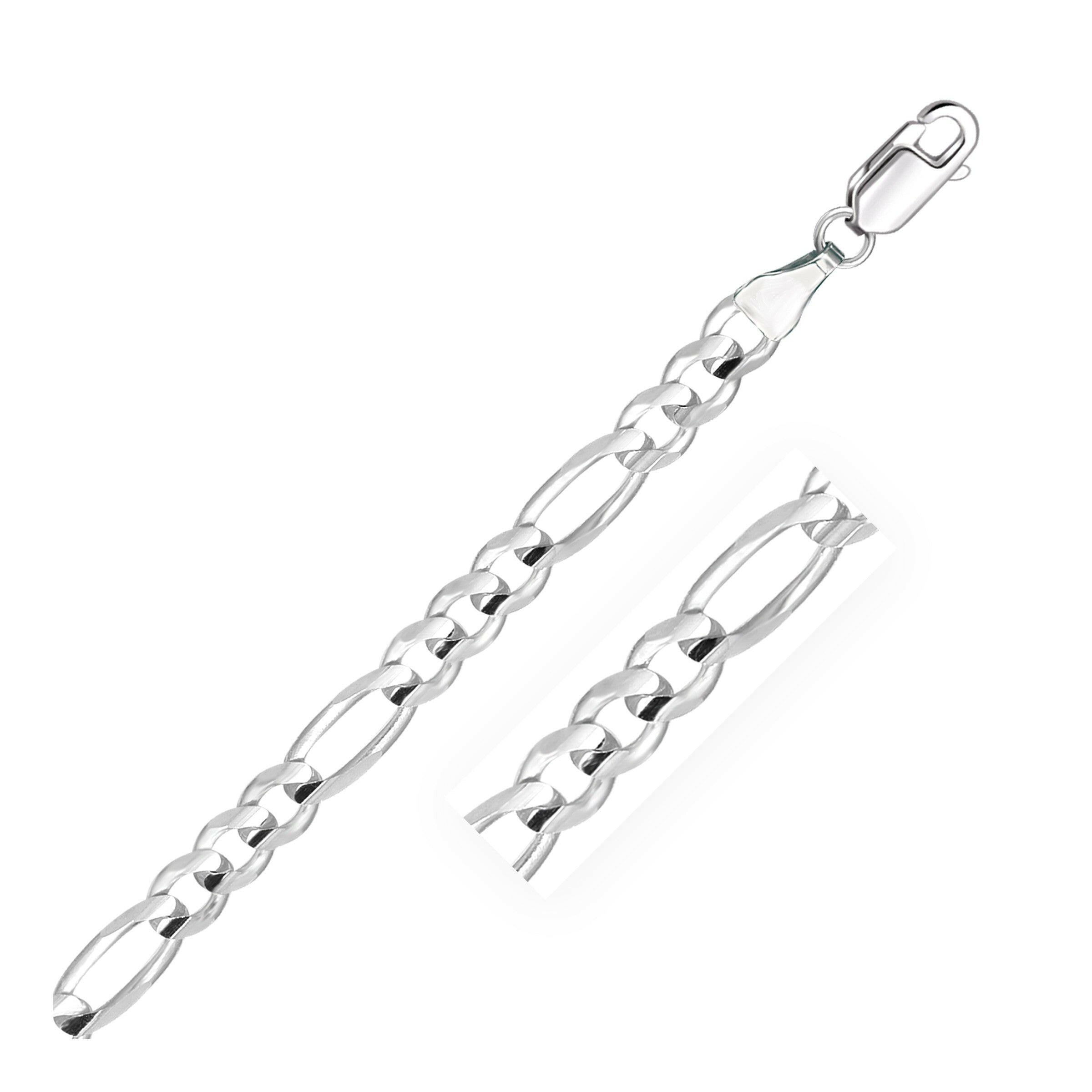 14k White Gold Solid Figaro Chain (6.00 mm) |