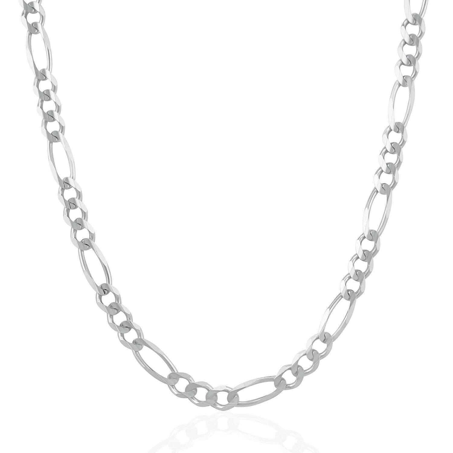 14k White Gold Solid Figaro Chain (6.00 mm) |