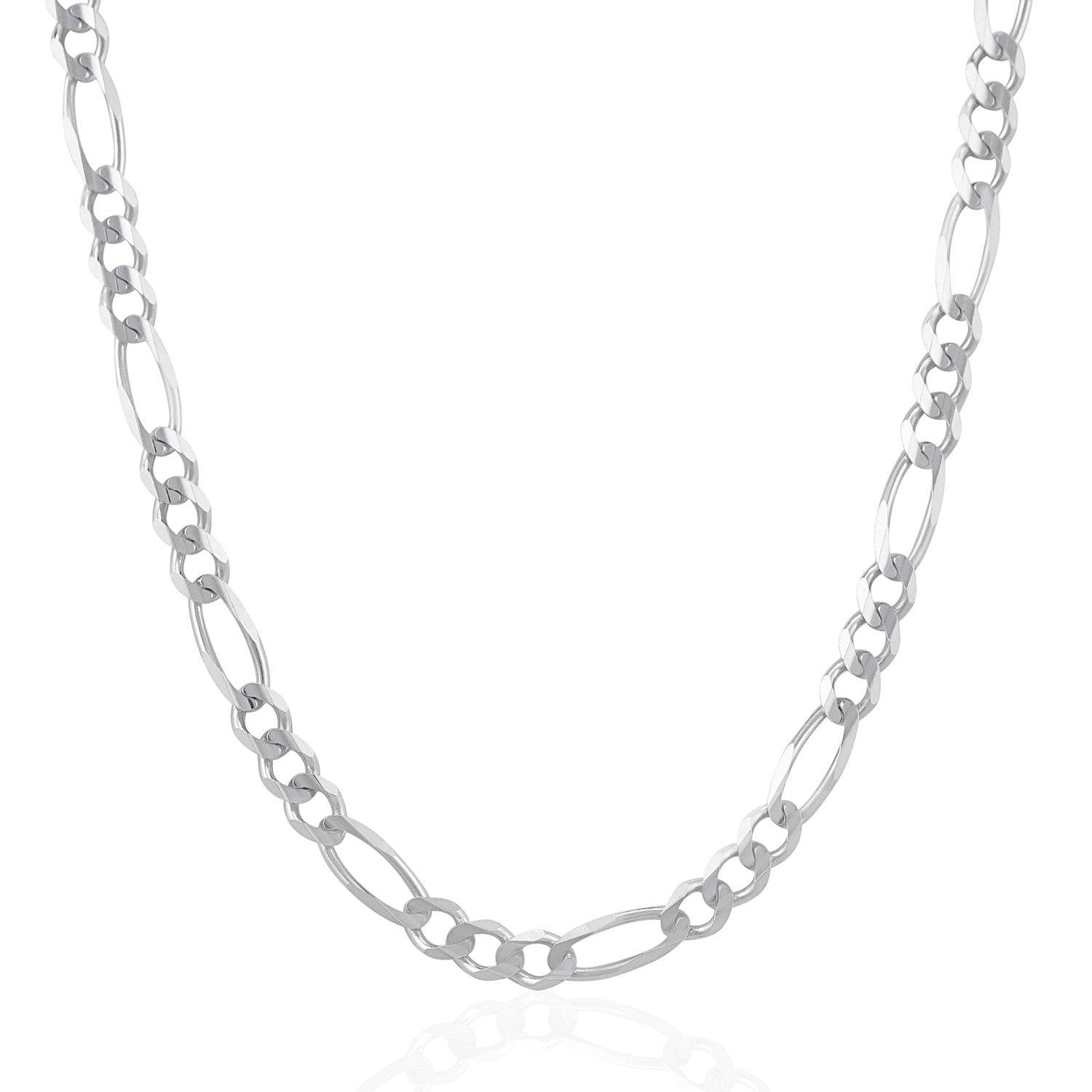 14k White Gold Solid Figaro Chain (6.00 mm) | 20''