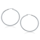 14k White Gold Polished Hoop Earrings (2x40mm) - Forever in Harmony