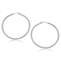 14k White Gold Polished Hoop Earrings (2x40mm) - Forever in Harmony