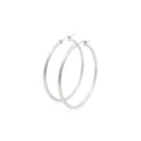 14k White Gold Polished Hoop Earrings (2x40mm) - Forever in Harmony