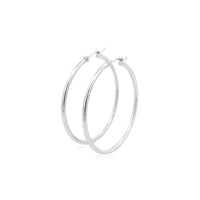 14k White Gold Polished Hoop Earrings (2x40mm) - Forever in Harmony