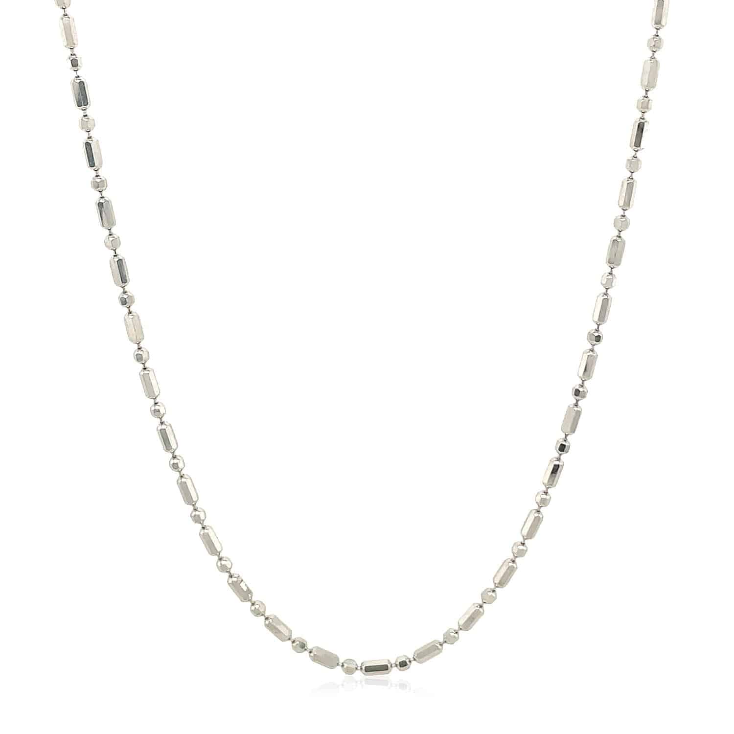 14k White Gold Diamond-Cut Alternating Bead Chain (1.30 mm) - Forever in Harmony