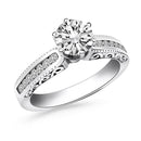 14k White Gold Channel Set Engagement Ring with Engraved Sides - Forever in Harmony