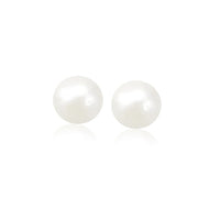 14k Yellow Gold Freshwater Cultured White Pearl Stud Earrings (8mm) - Forever in Harmony