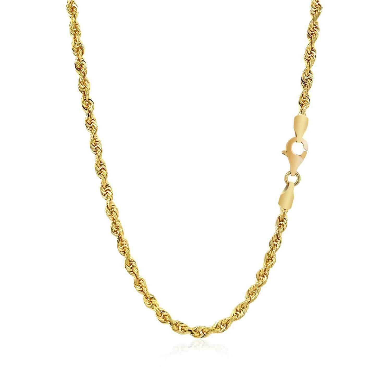 14k Yellow Gold Solid Diamond Cut Rope Chain (3.00 mm) | - Forever in Harmony