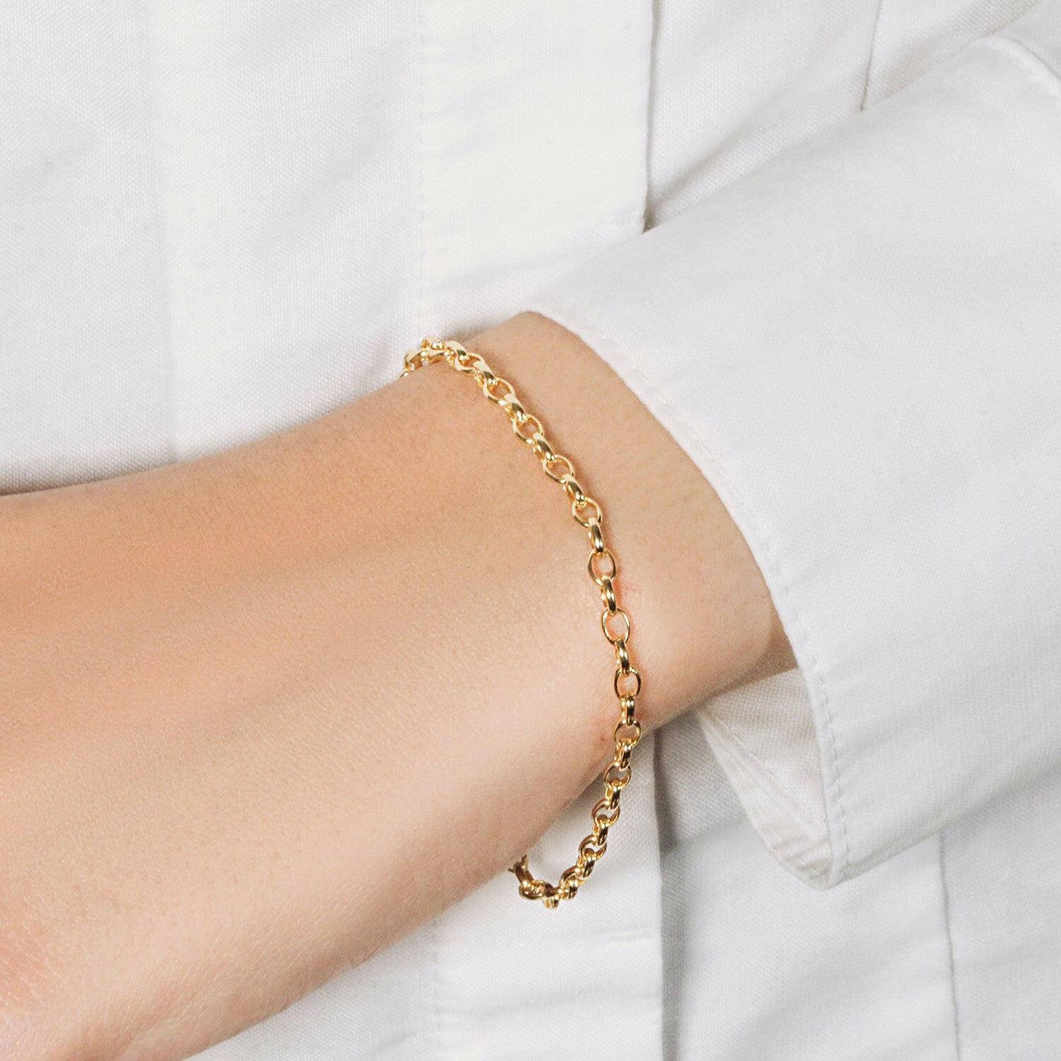 14k Yellow Gold Oval Rolo Bracelet  (3.20 mm) | - Forever in Harmony