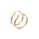 14k Tri-Color Textured Hoop Earrings (2x22mm) - Forever in Harmony