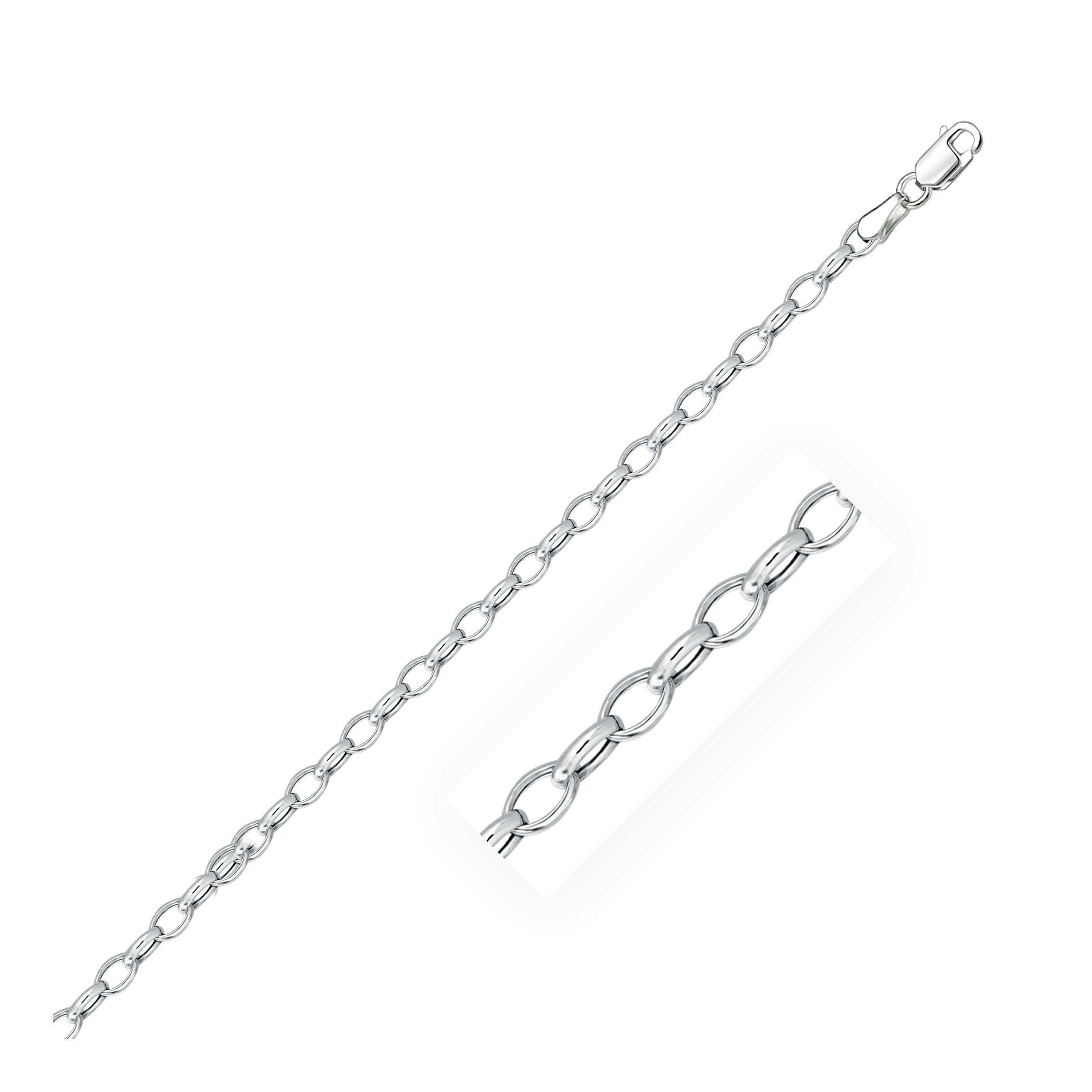 3.2mm 14k White Gold Oval Rolo Chain (3.20 mm) |